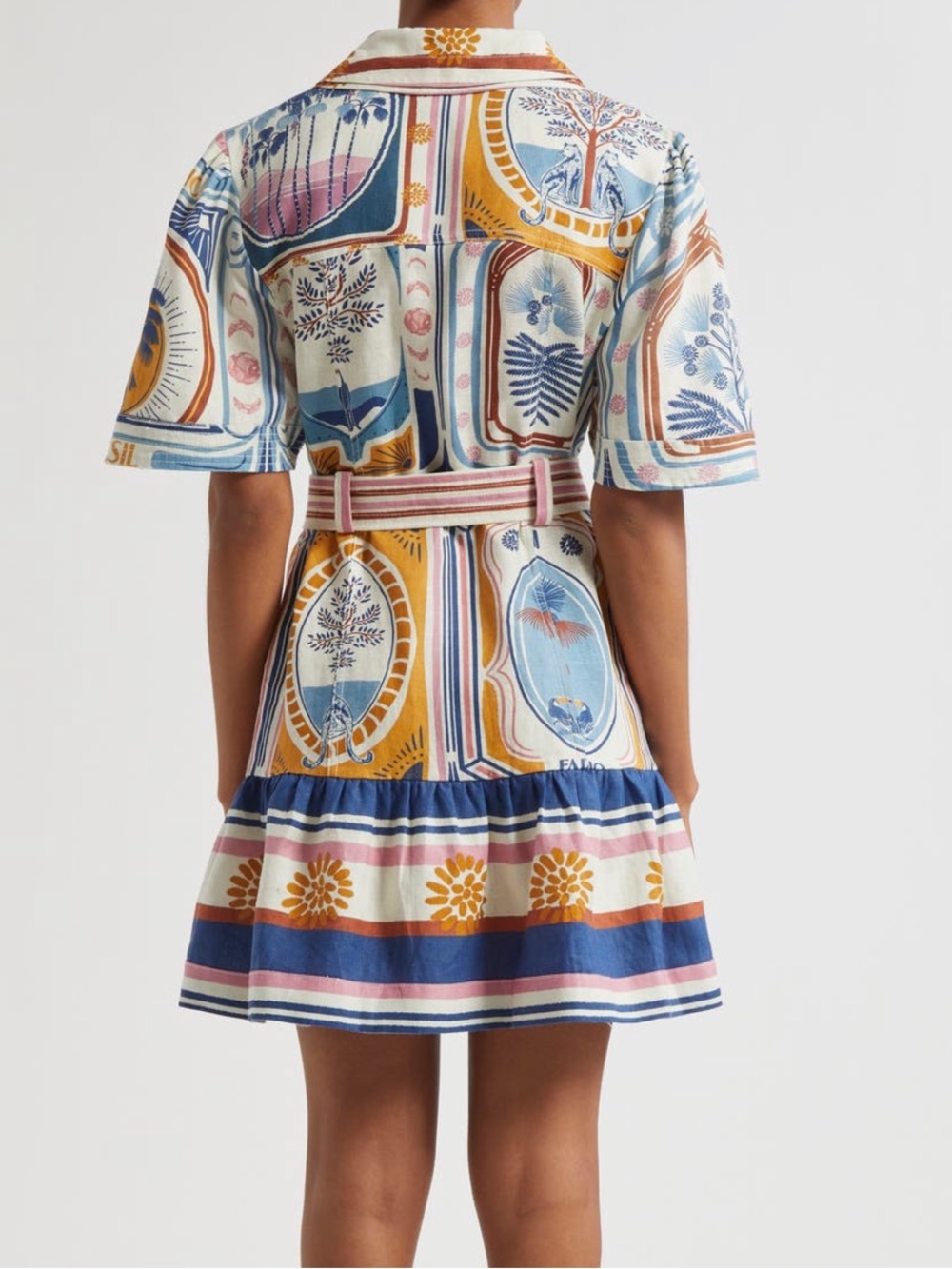 FARM Rio Cerrado Stamps Print Linen Shirtdress NWT Size XL - Picture 2 of 11